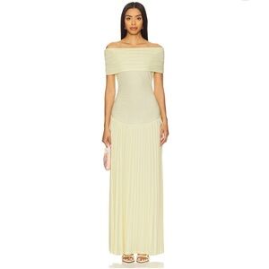 Lioness Field of Dreams Off-Shoulder Maxi Dress in Lemon